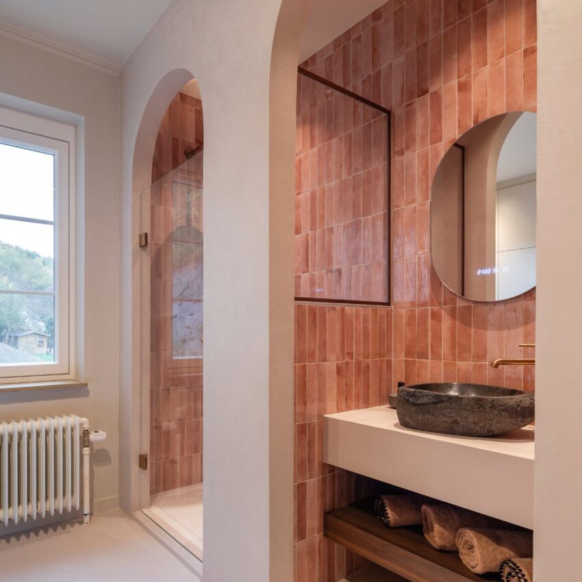 beton cire salle de bain mur